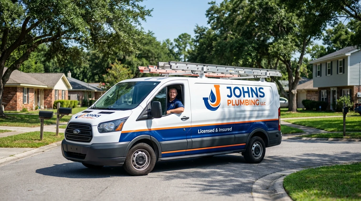 Johns Plumbing LLC service van in Webster, TX